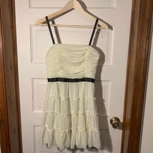 Adrienne tiered rouched cream colored dress NWOT
